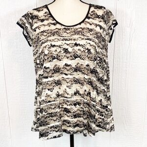 Jessica Simpson Black and White Lace Blouse